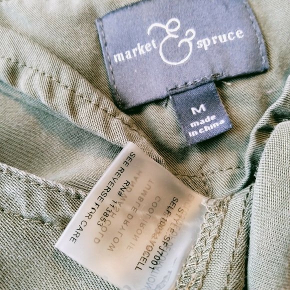 Market & Spruce Light Jacket Shirt Shacket M Olive Green Snap Roll Tab 3/4 Slv - Picture 4 of 11